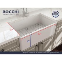 BOCCHI 30&quot; Farmhouse Apron Front Kitchen Sink w/ Grid White + Strainer, New - $4,575.60 MXN