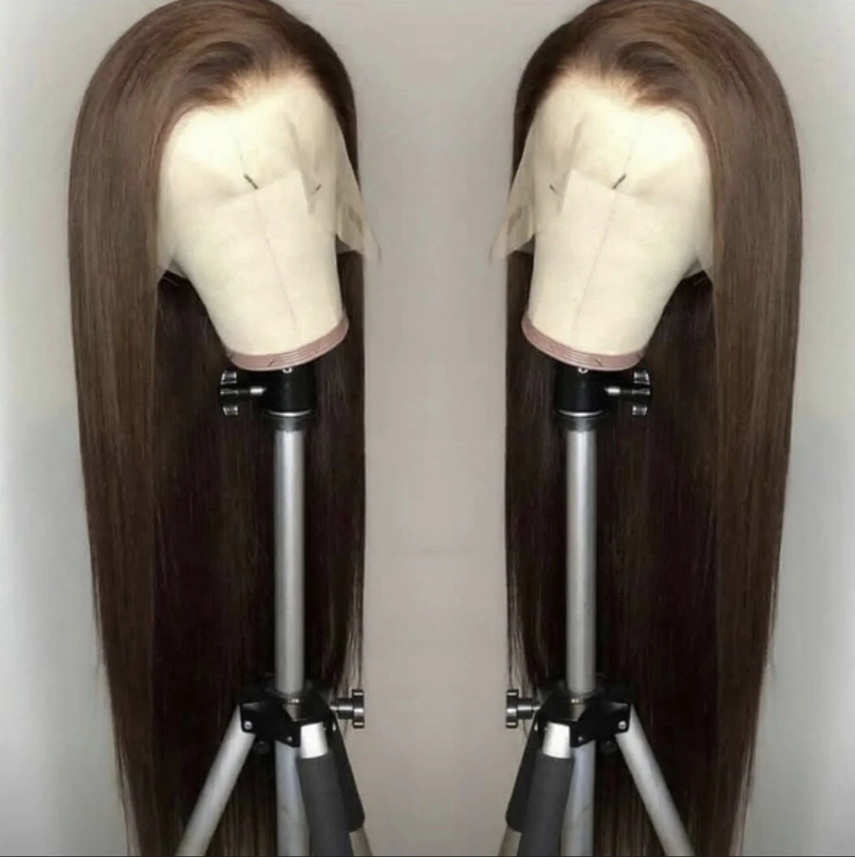 Meinmod Brown Synthetic Lace Front Wig Realistic Looking Long Straight Lace - £48.00 GBP