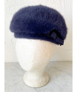 Vintage Kangol Design Angora Blue Fur Ladies Hat Cloche Beret Side Bow E... - £30.48 GBP