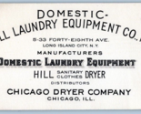 Domestic Hill Laundry Equipment Company Vtg Folding Business Card Long I... - $15.79