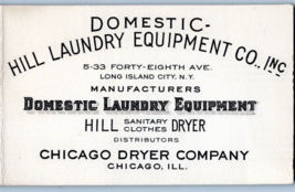 Domestic Hill Laundry Equipment Company Vtg Folding Business Card Long I... - $15.79