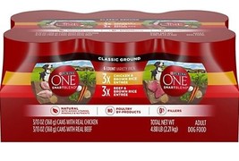 Purina ONE 1780017711 SmartBlend Chicken &amp; Beef Entree Wet Dog Food 13 o... - £21.94 GBP