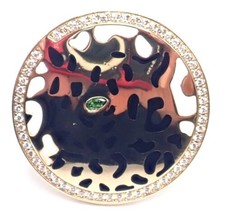 Authentic! Cartier Panther 18k Yellow Gold Diamond Lacquer Tsavorite Ring - $16,000.00