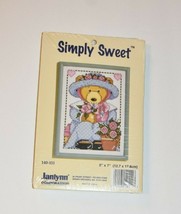 Janlynn Counted Cross Stitch Simply Sweet 5&quot; X 7&quot; Bear Flowers - £17.49 GBP