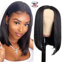 14&quot; Cool Black Synthetic Wigs Short Bob Straight Natural Full Hair Wigs ... - £18.73 GBP
