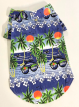 XL Hawaiian Dog Camp Shirt Palm Trees Beach Sunglasses Cool Summer Doggo - $12.37