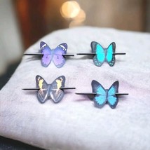 4 Stick Butterfly Hair Pins Faux Leather Ponytail Holders - £10.12 GBP