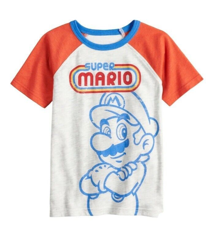 Boys SONOMA Goods For Life Super Mario Bros Retro Crew Neck Raglan TShirt Size 4 - $11.72