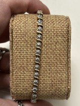 Ross Simons Sterling Silver Vermeil Diamond Cut Tennis Bracelet with But... - $23.36