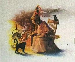 Halloween Fantasy Postcard Witch Crow Cauldron Black Cat Gibson Unused O... - $183.59