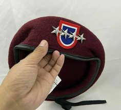 Us Army 82nd Airborne Division  Purplish Red Beret Officer 4  General Rank Hat   - £71.30 GBP