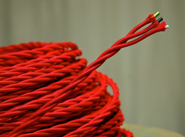 Red Twisted 3-Wire Cloth Cover Rope, 18gauge Vintage Light Antique Rayon-
sho... - $1.59