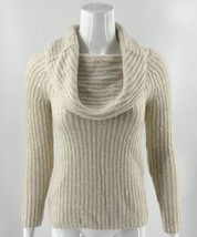 White House Black Market Cowl Neck Sweater Size XS Oatmeal Cream Wool Blend - £26.47 GBP