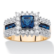 Princess Cut Sapphire Cz Accent 14K Gold Gp Ring Size 6 7 8 9 10 - £63.26 GBP