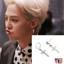 Kpop Korean Idol Big Bang G Dragon Boys Hoop Cross Drop Dangle Ear Stud Earrings - £3.14 GBP+