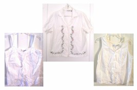 Fashion Bug Sleeveless &amp; Short Sleeve Tops Eyelet, Embroidered &amp; Sparkle Sz M-XL - £17.92 GBP+