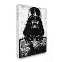 Stupell Industries Black and White Star Wars Darth Vader Distressed Wood... - £38.32 GBP