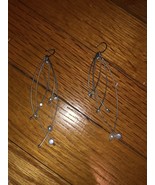 Kenneth Cole Dangling Pearl &amp; Silver Earrings With Crystal Accent NWT - £7.88 GBP