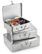 3pc Big Large Aluminum Tool And Storage Boxes w/ Hasp & Hinged Lids 3 Box Sizes - $49.99