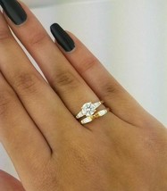 1.15CT Baguette Cut Diamond Wedding 14k Yellow Gold Over Engagement Ring Set - £72.52 GBP