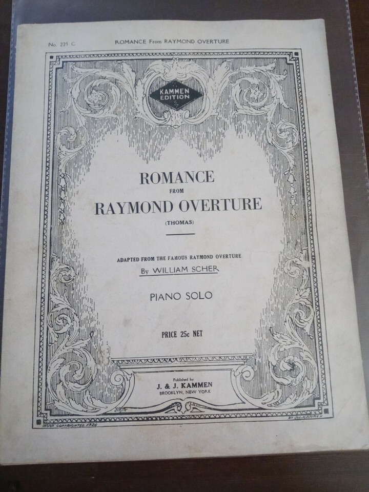 Romance From Raymond Overture William Scher Piano Solo Sheet Music - $93.93