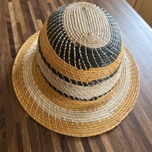 Handwoven Sweet grass Straw River Natural Dye Hat Small - £27.02 GBP