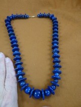 (v658-1) 25&quot; long blue Lapis lazuli gemstone graduated bead beaded Necklace gem - £242.65 GBP