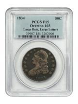 1834 50C PCGS F15 (O-103, Lg Date, Lg Letters) - £112.16 GBP