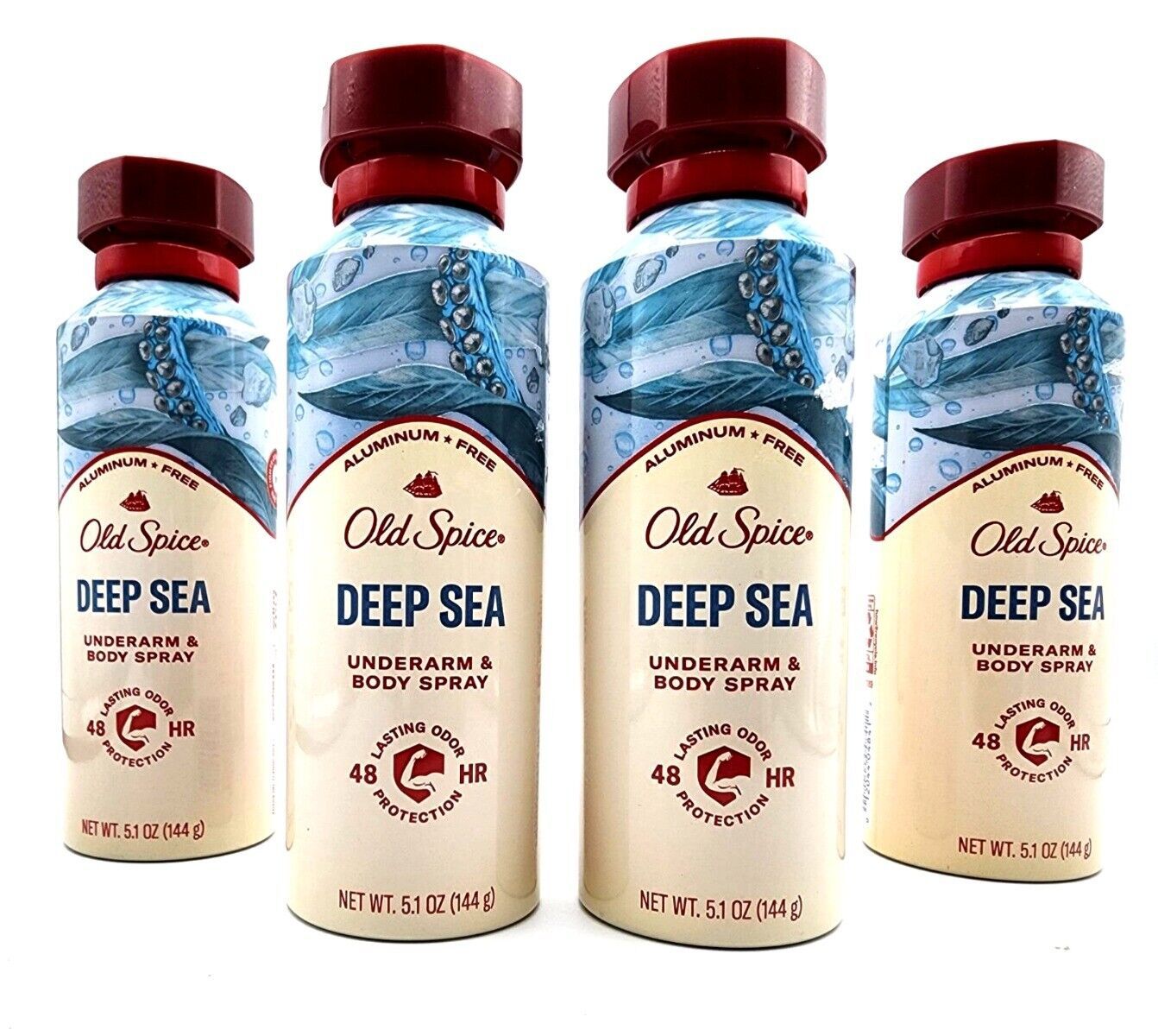 4 Old Spice Underarm & Body Spray-Deep Sea 48hr odor control aluminum free 5.1oz - $38.97
