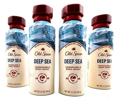 4 Old Spice Underarm &amp; Body Spray-Deep Sea 48hr odor control aluminum fr... - $38.97