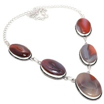 Red Geode Agate Oval Shape Gemstone Handmade Ethnic Necklace Jewelry 18&quot; SA 2184 - £6.38 GBP