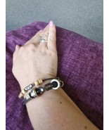 Brown Leather Braclet With Beads - £3.82 GBP