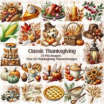 Thanksgiving Watercolor Clipart Bundle: Pumpkin Pie, Turkey (PNG) Digita... - $2.46 CAD