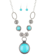 SEDONA DRAMA - PAPARAZZI - BLUE TURQUOISE STONE SILVER NECKLACE - $25.99