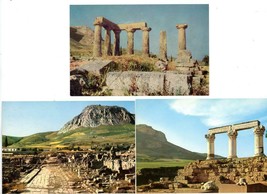 3 Postcards Greece Corinth Temple of Apollo Lechaion Road Delta Unposted - £3.98 GBP