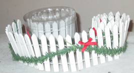 2 - 16&quot; Sections 2&quot; White Picket Fence with Garland &amp; Bows Holiday Time - $14.03