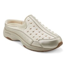 NEW EASY SPIRIT IVORY LEATHER  PEARLS COMFORT  WEDGE MULES  SIZE 8 WW WI... - £47.95 GBP