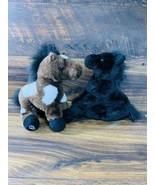 Lot Of 2 Horse Pony Webkinz Plush Black Arabia And Clydesdale Pinto - $10.94