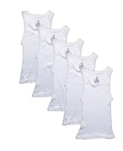 Hanes Boys&#39; Tagless White Tank Tops, Pack of 5, Size Small 6-8 - £11.72 GBP