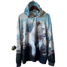 Men Hoodie Blue Lion XL Graphic Hooded T Shirt LightWeight Soft Fashion Pullover - £15.07 GBP