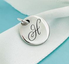 Tiffany Silver Letter H Alphabet Initial Round Circle Notes Charm Pendant - £135.88 GBP