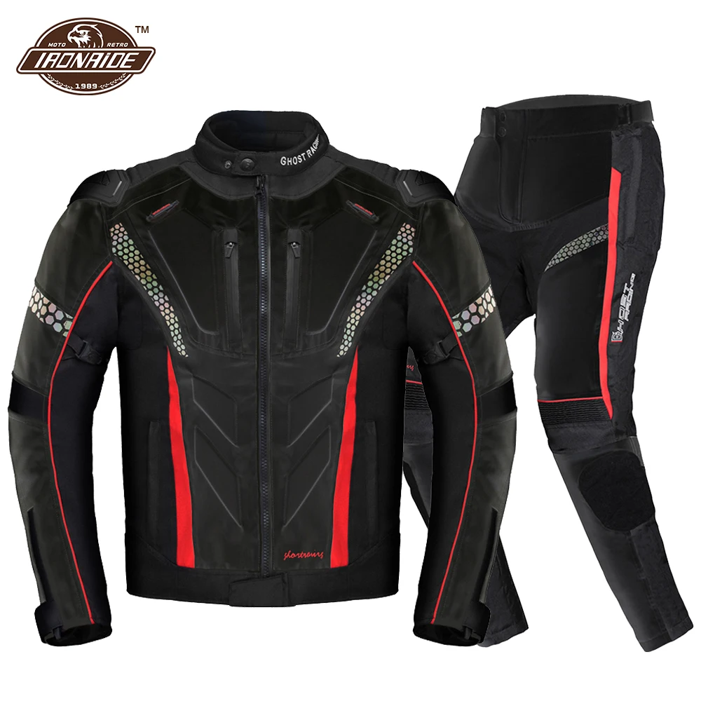 Black Motorcycle Jacket + Pants Waterproof Motocross Riding Racing Suit Moto - £127.55 GBP+