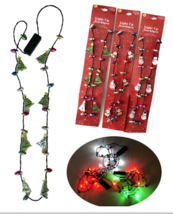 3 PACK  Christmas Charm Holiday Light UP&quot; Necklace LN343 santa tree snowman - £11.38 GBP