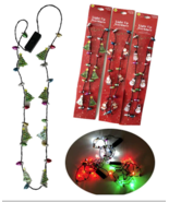 3 PACK  Christmas Charm Holiday Light UP&quot; Necklace LN343 santa tree snowman - $19.53 CAD