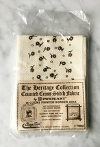 Zweigart 14 Count Printed Border Aida Ivory/Brown Cross Stitch Fabric 15&quot; x 15&quot; - £6.77 GBP