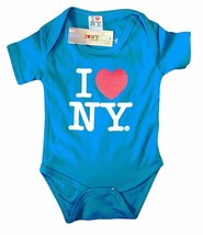 I Love NY New York Baby Bodysuit Turquoise Infant Screen Print I Heart New York - £12.39 GBP