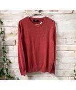 NWT J. Crew Orange Knit Crewneck Sweater Men&#39;s Size LARGE 100% cotton - $43.56