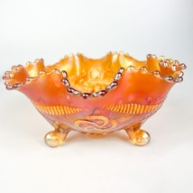Northwood Carnival Glass Marigold Wishbone Ruffled Footed Dish as Found - $23.76