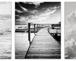 Three Small 5 X 7&quot; Prints Of Black And White Minimalist Ocean, Clouds, And - $32.96
