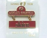 NOS WORLDS GREATEST SKIER Humor Novelty Ski Pin Badge Souvenir Funny Lapel - £4.65 GBP